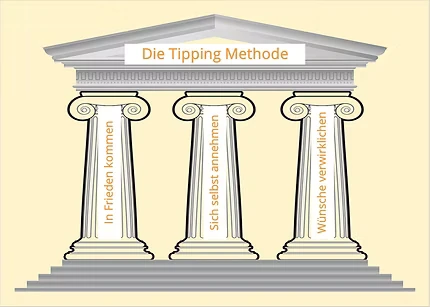 Ein griechischer Tempel mit drei Säulen.